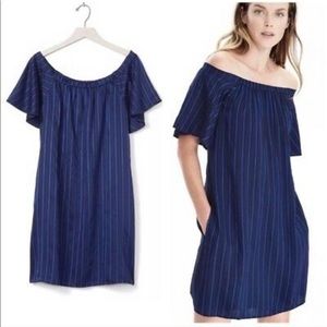 Banana Republic Off Shoulder Striped Dress with flutter sleeves and pockets